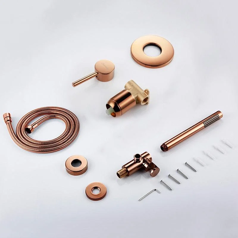 Rose Gold Handheld Shower Head Hose Bracket Bidet With Shower Valve Kit -Bathlova