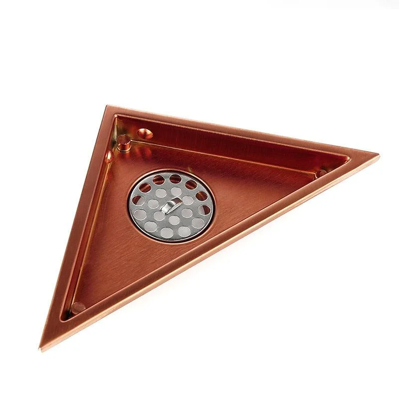 Rose Gold Hidden Type Sink Drains Triangle Tile Insert Floor Drain -Bathlova