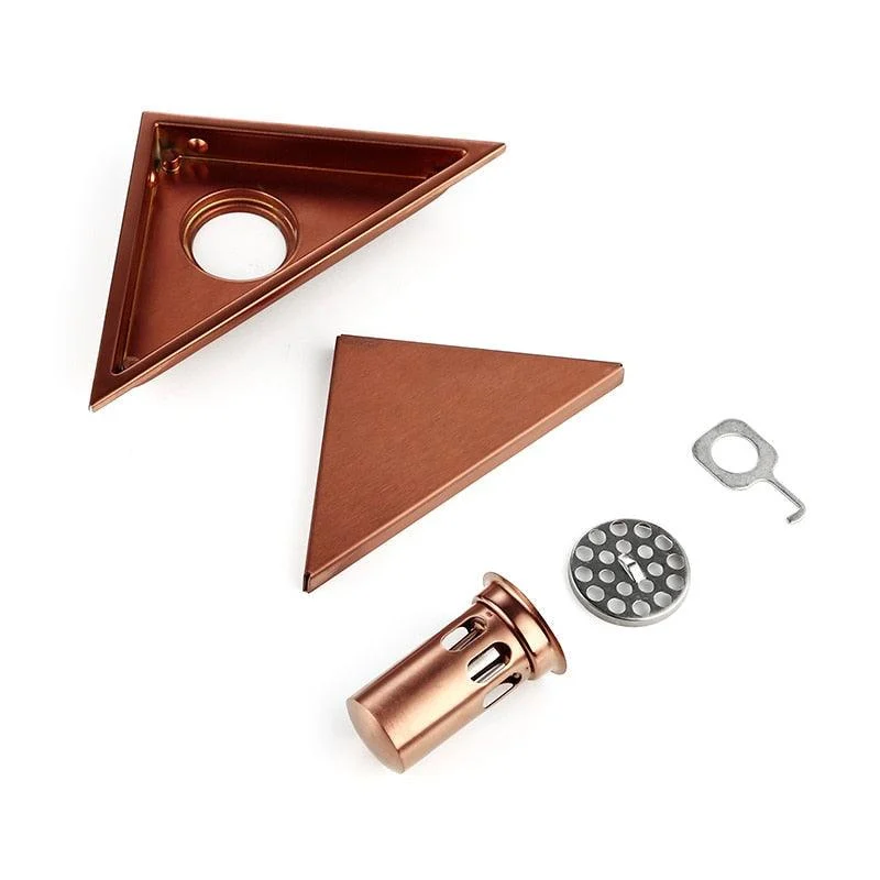 Rose Gold Hidden Type Sink Drains Triangle Tile Insert Floor Drain -Bathlova