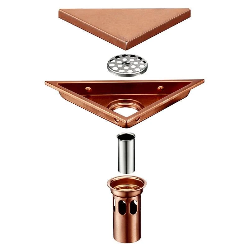 Rose Gold Hidden Type Sink Drains Triangle Tile Insert Floor Drain -Bathlova