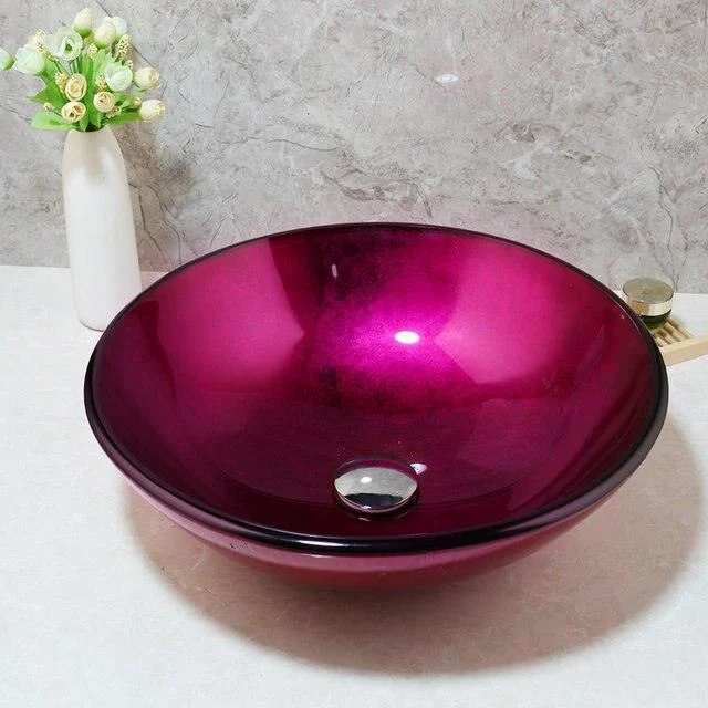 Rose Red Unique Tempered Glass Basin Sink Washbasin Tap Set -Bathlova