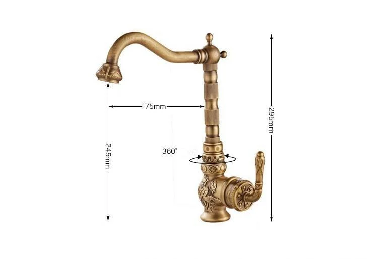 Rotatable Vintage Antique Brass Kitchen Tap -Bathlova