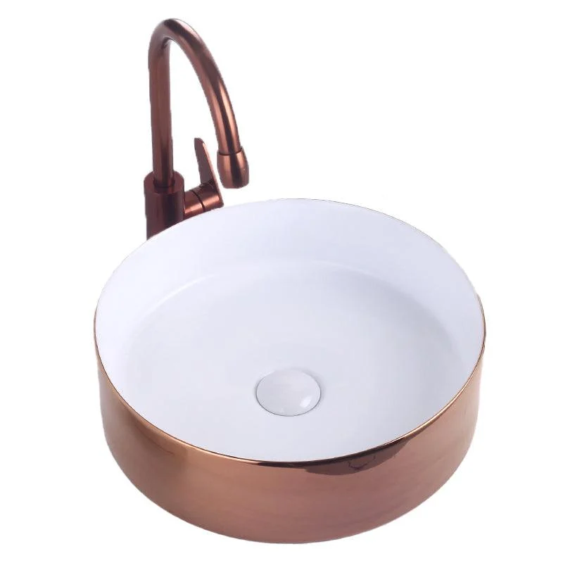 Round Bathroom Sink Contemporary Porcelain Trough Bathroom Sink -Bathlova