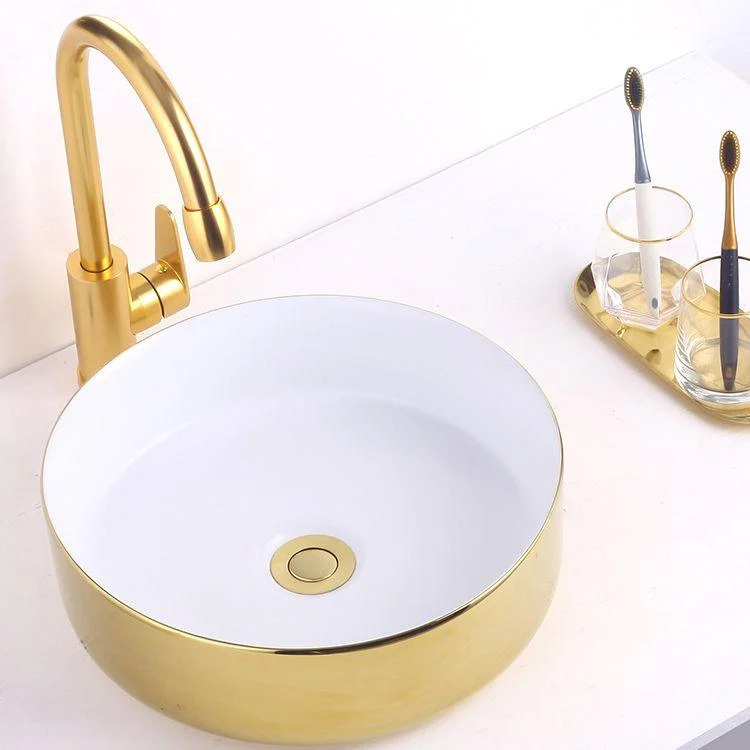 Round Bathroom Sink Contemporary Porcelain Trough Bathroom Sink -Bathlova