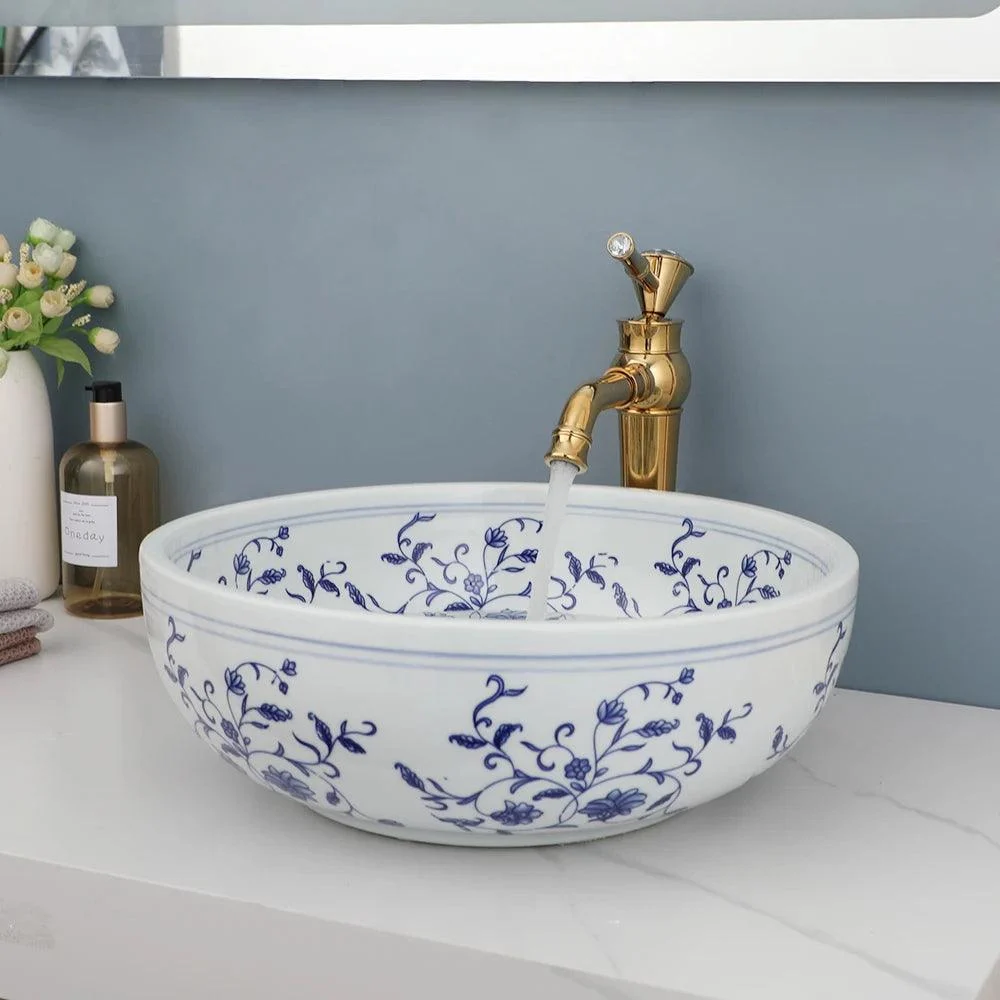 Round Bowl Bathroom Ceramic Lavatory Bath Washbasin Vessel Sink -Bathlova