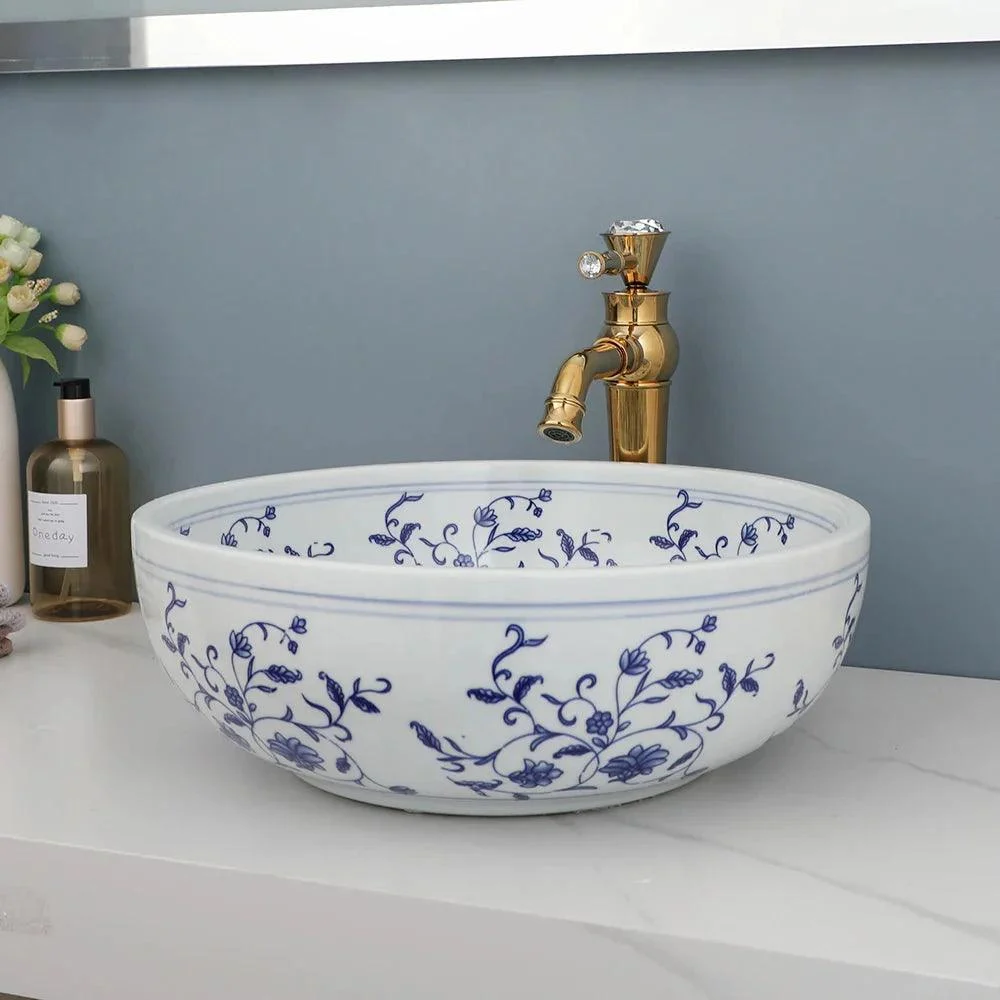 Round Bowl Bathroom Ceramic Lavatory Bath Washbasin Vessel Sink -Bathlova