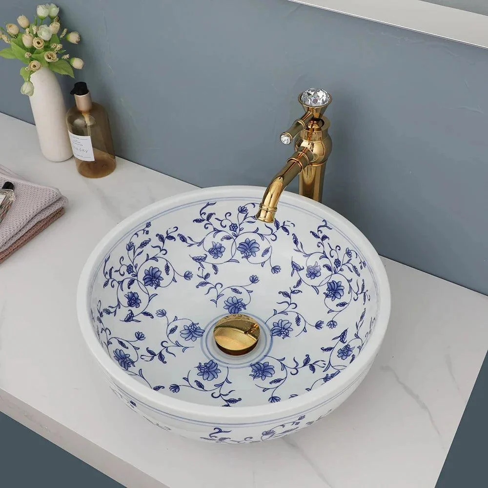 Round Bowl Bathroom Ceramic Lavatory Bath Washbasin Vessel Sink -Bathlova