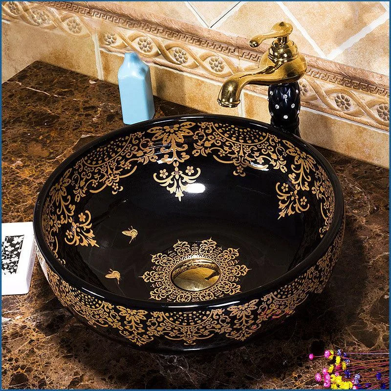 Round Bowl Sinks Vessel Basin Bathroom Washbasin Ceramic Basin Sink -Bathlova