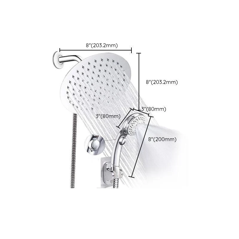 Round Dual Shower Head Stainless Steel 5-Spray Patterns Wall-Mount Showerhead -Bathlova