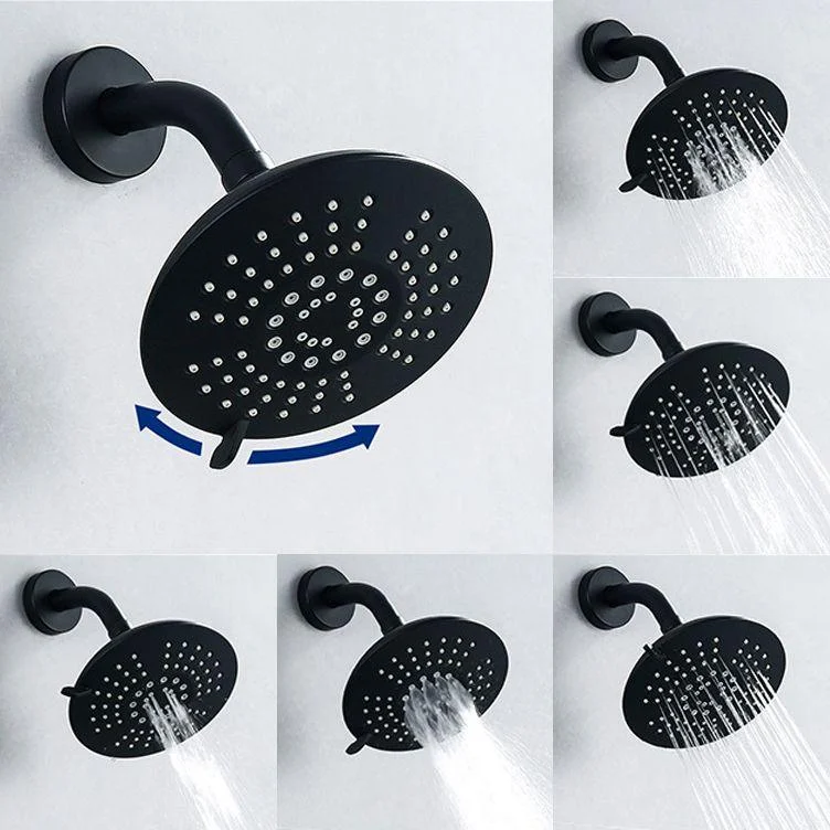 Round Fixed Shower Head Matte Black 5-Spray Patterns Wall-Mount Shower Head -Bathlova