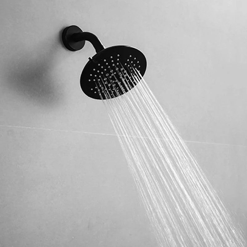 Round Fixed Shower Head Matte Black 5-Spray Patterns Wall-Mount Shower Head -Bathlova