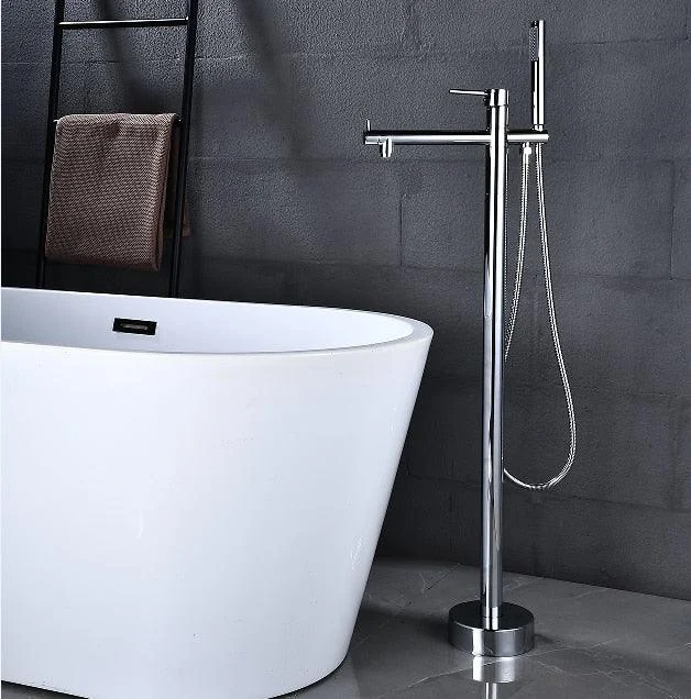 Round Freestanding Bathroom Tap with Handshower -Bathlova