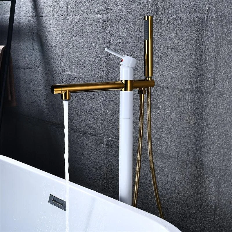 Round Freestanding Bathroom Tap with Handshower -Bathlova