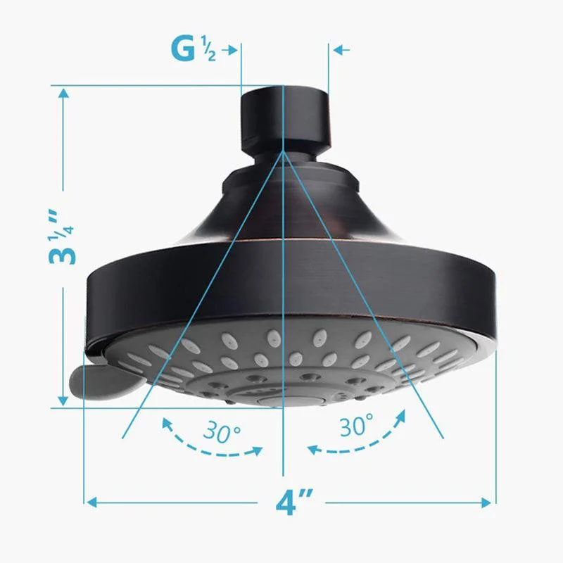 Round Metal Fixed Shower Head Traditional Adjustable Spray Pattern Shower Head -Bathlova