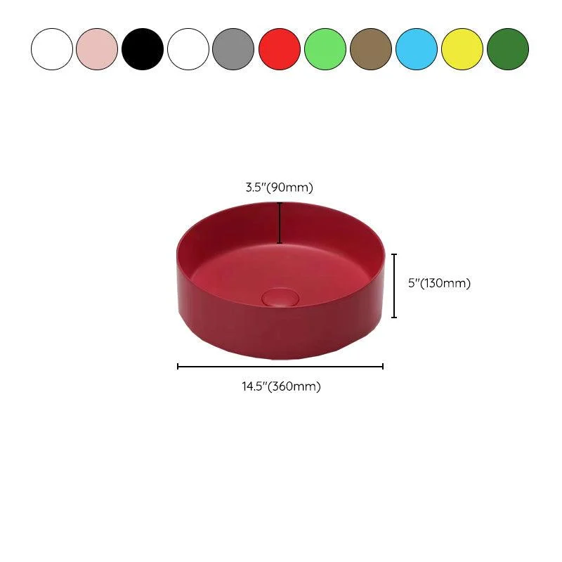 Round Modern Bathroom Sink Porcelain Vessel Bathroom Sink for Home(Tap Not Included) -Bathlova