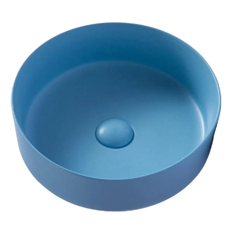 Round Modern Bathroom Sink Porcelain Vessel Bathroom Sink for Home(Tap Not Included) -Bathlova