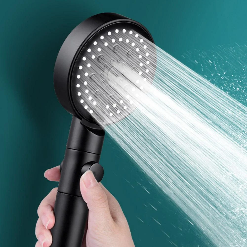 Round Pressurized Shower Head 6-Setting Adjustable Water Flow Handheld Shower Head -Bathlova