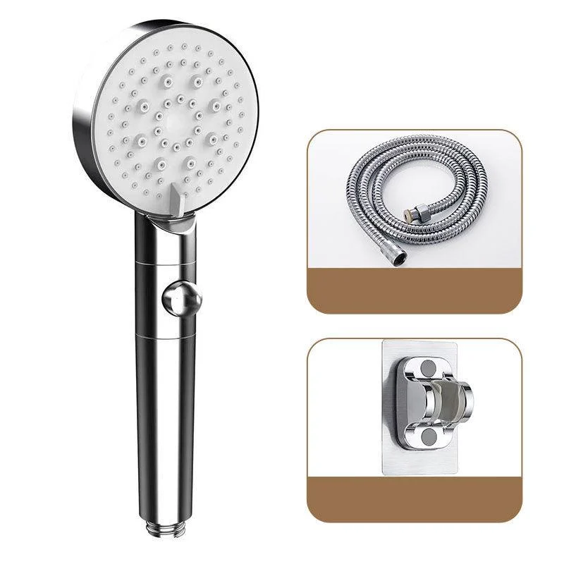 Round Pressurized Shower Head 6-Setting Adjustable Water Flow Handheld Shower Head -Bathlova