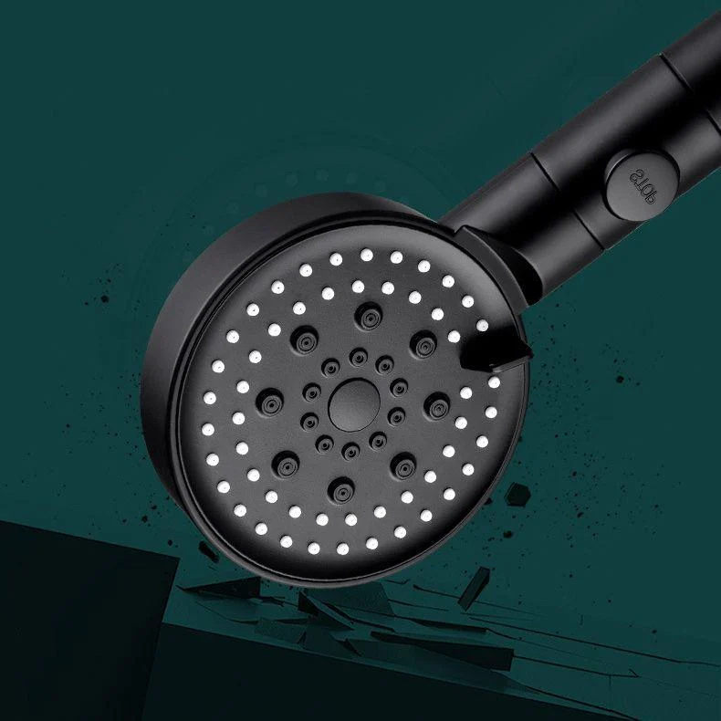 Round Pressurized Shower Head 6-Setting Adjustable Water Flow Handheld Shower Head -Bathlova