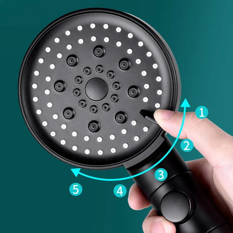 Round Pressurized Shower Head 6-Setting Adjustable Water Flow Handheld Shower Head -Bathlova