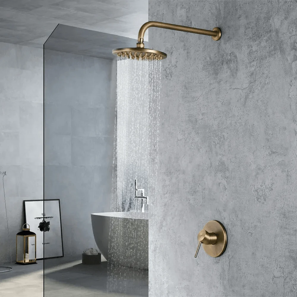 Round Rain Wall Mount Shower System in Antique Brass Solid Brass - Showerhead Only -Bathlova