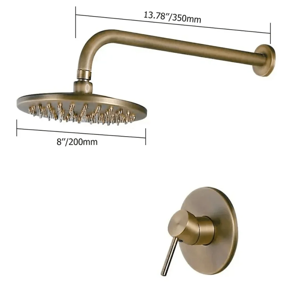 Round Rain Wall Mount Shower System in Antique Brass Solid Brass - Showerhead Only -Bathlova