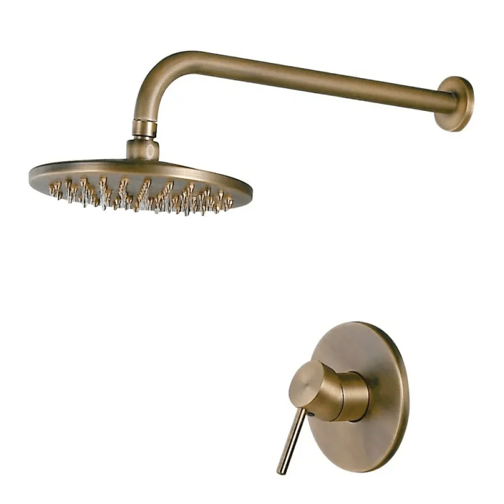 Round Rain Wall Mount Shower System in Antique Brass Solid Brass - Showerhead Only -Bathlova