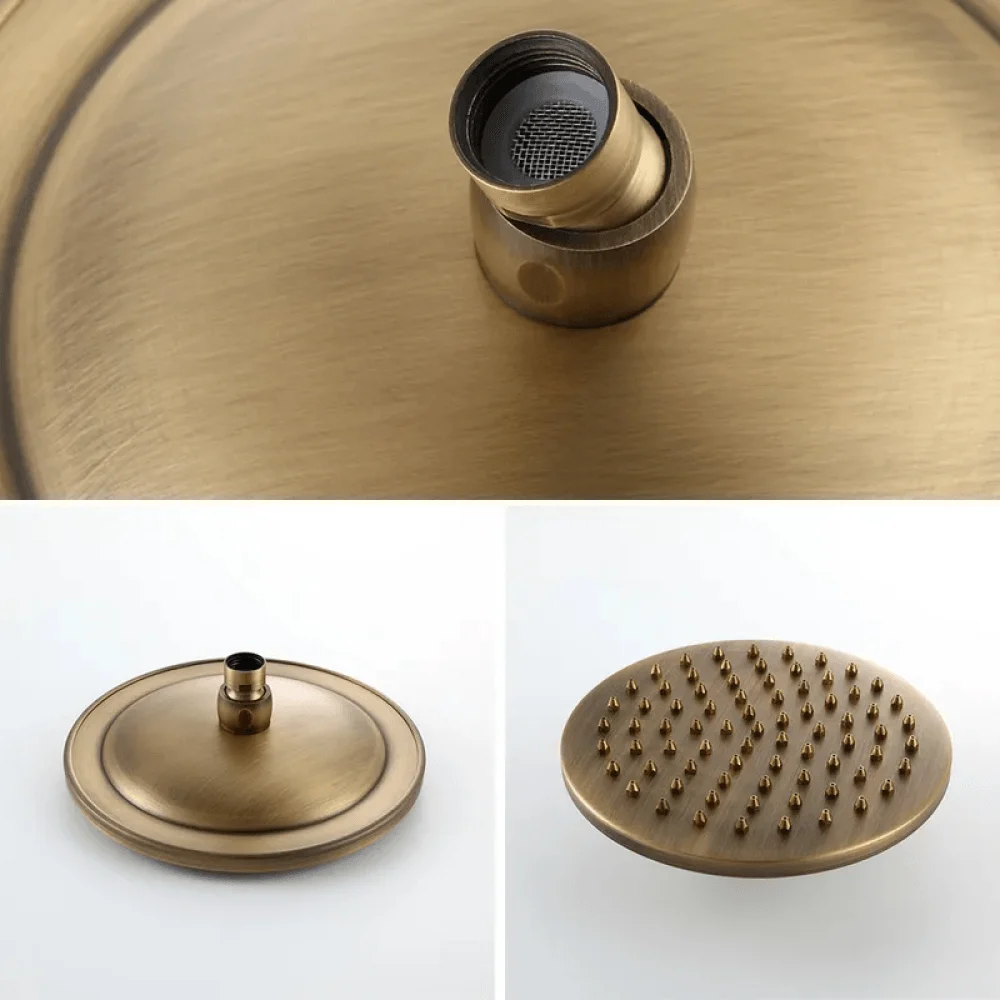 Round Rain Wall Mount Shower System in Antique Brass Solid Brass - Showerhead Only -Bathlova