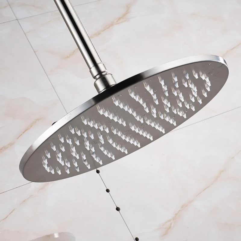 Round Shape LED Light Rainfall Type Shower Head with Brass Shower Arm -Bathlova