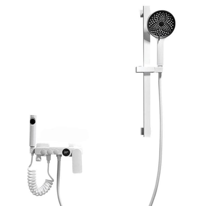 Round Shower Set White Wall Mounted Handshower Lever Handle Shower Hose Swivel Shower Set -Bathlova