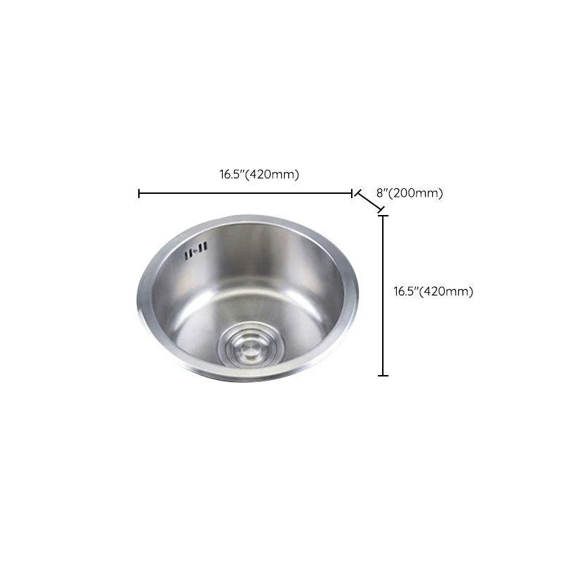 Round Stainless Steel Kitchen Sink with Drain Assembly Drop-In Sink -Bathlova