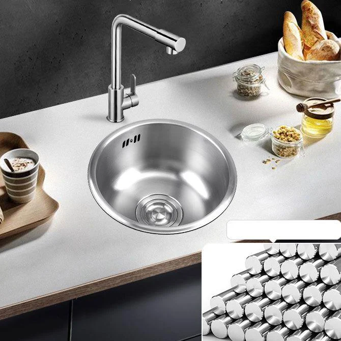 Round Stainless Steel Kitchen Sink with Drain Assembly Drop-In Sink -Bathlova