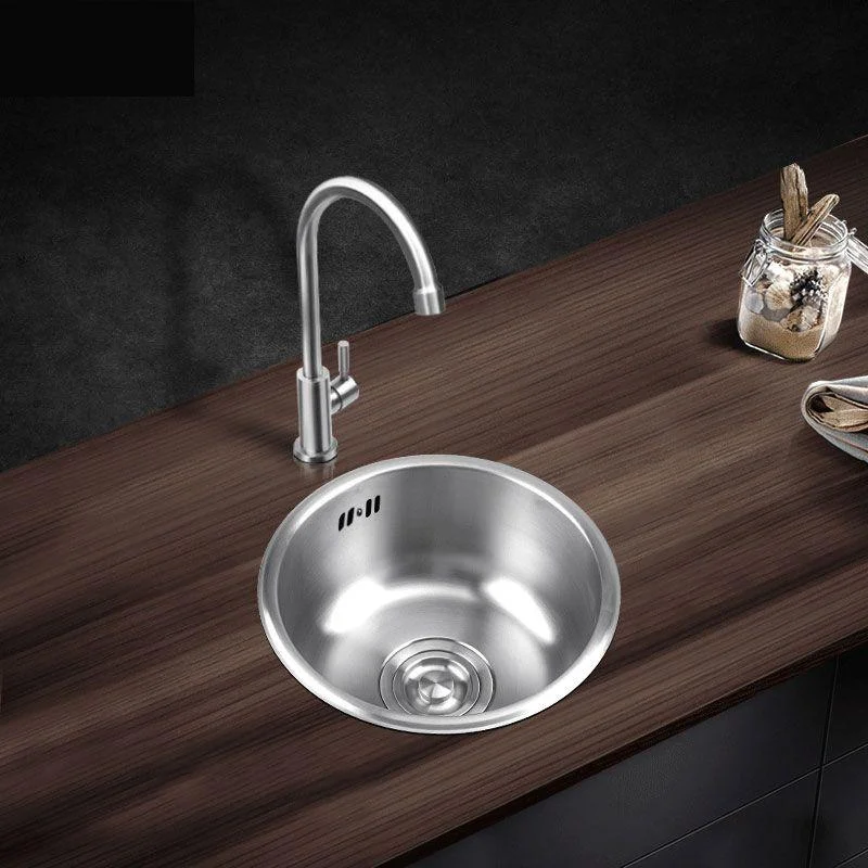 Round Stainless Steel Kitchen Sink with Drain Assembly Drop-In Sink -Bathlova