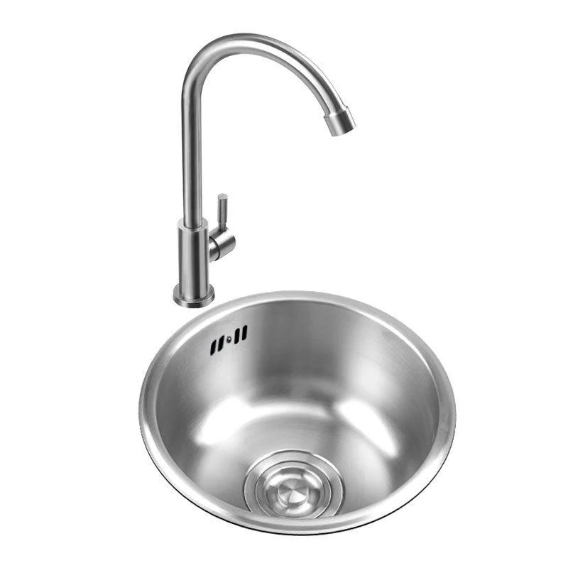 Round Stainless Steel Kitchen Sink with Drain Assembly Drop-In Sink -Bathlova