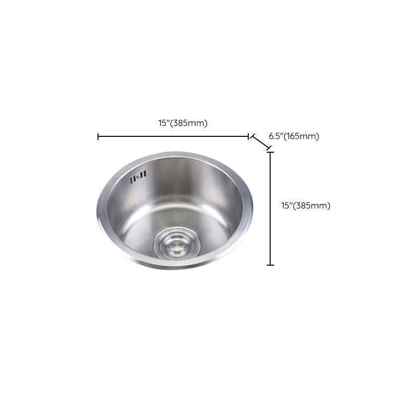 Round Stainless Steel Kitchen Sink with Drain Assembly Drop-In Sink -Bathlova