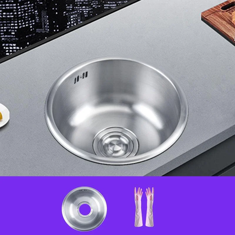 Round Stainless Steel Kitchen Sink with Drain Assembly Drop-In Sink -Bathlova