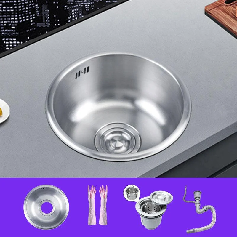 Round Stainless Steel Kitchen Sink with Drain Assembly Drop-In Sink -Bathlova