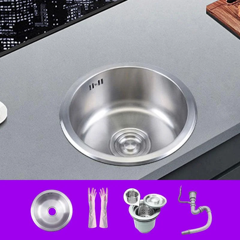 Round Stainless Steel Kitchen Sink with Drain Assembly Drop-In Sink -Bathlova