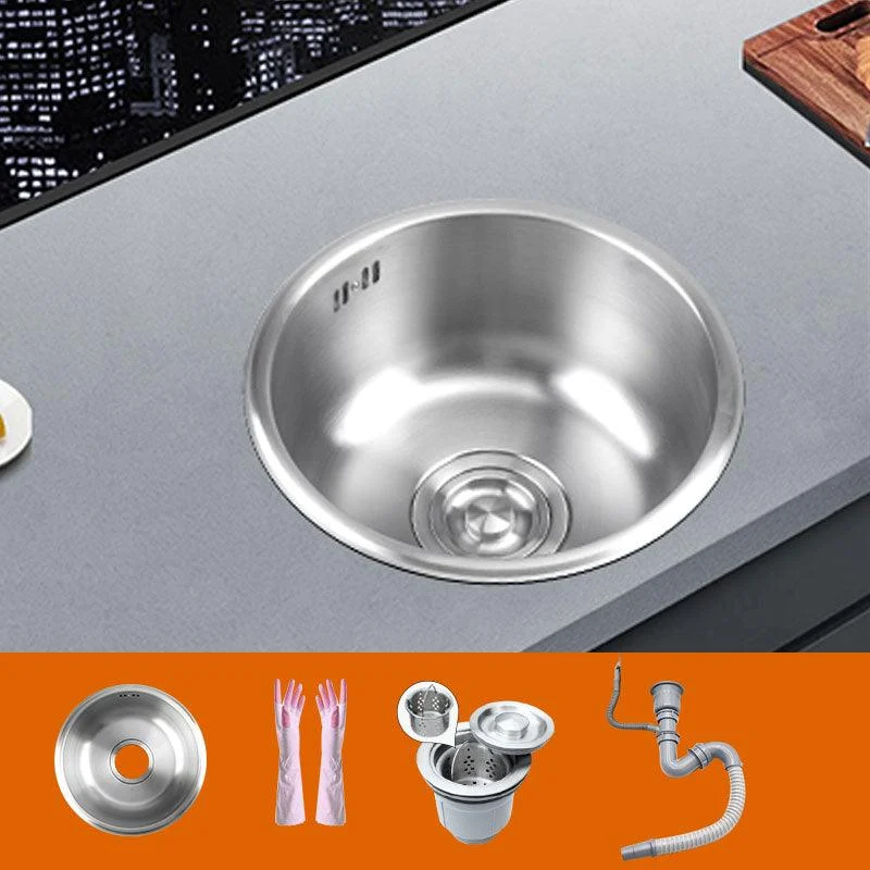 Round Stainless Steel Kitchen Sink with Drain Assembly Drop-In Sink -Bathlova