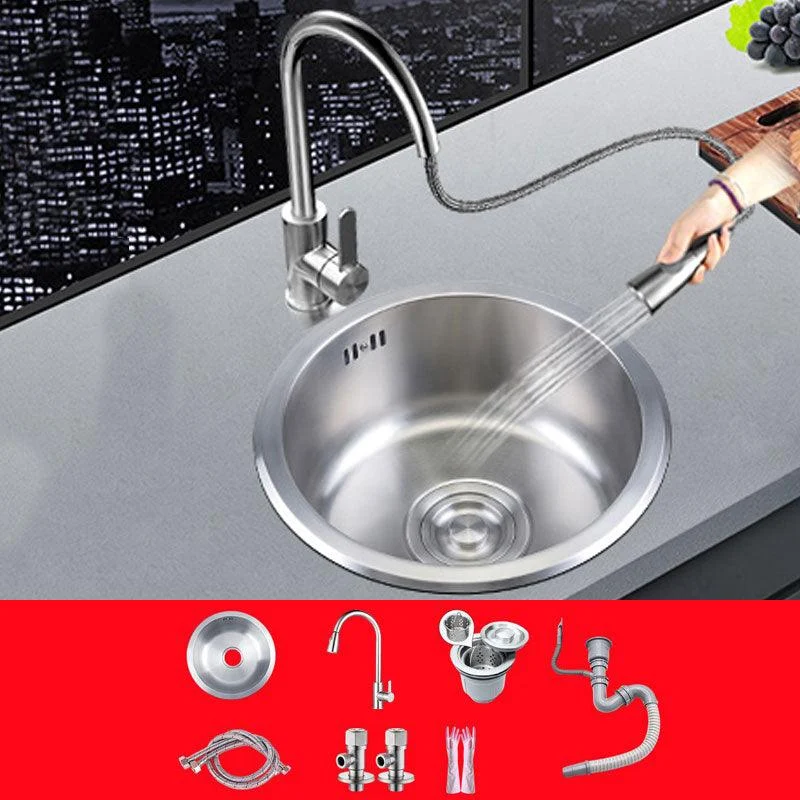 Round Stainless Steel Kitchen Sink with Drain Assembly Drop-In Sink -Bathlova