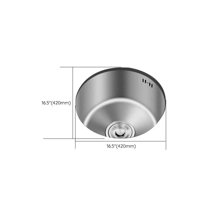 Round Stainless Steel Sink Single Bowl Undermount Sink with Basket Strainer -Bathlova