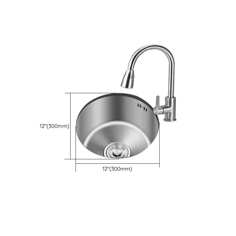 Round Stainless Steel Sink Single Bowl Undermount Sink with Basket Strainer -Bathlova