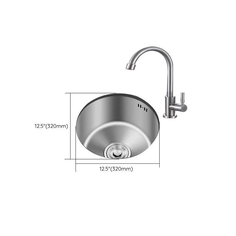 Round Stainless Steel Sink Single Bowl Undermount Sink with Basket Strainer -Bathlova