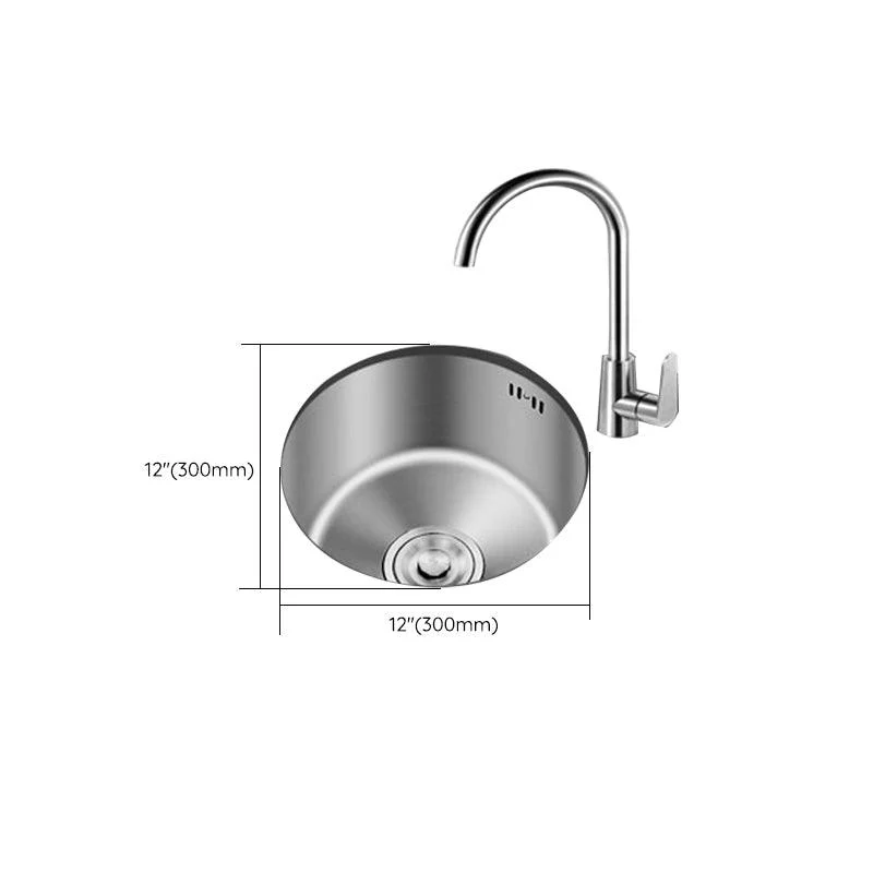 Round Stainless Steel Sink Single Bowl Undermount Sink with Basket Strainer -Bathlova