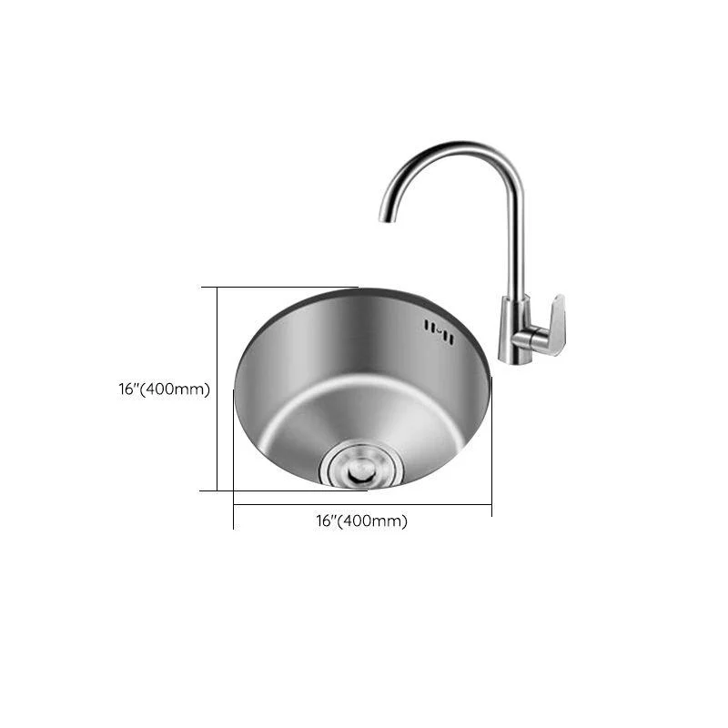 Round Stainless Steel Sink Single Bowl Undermount Sink with Basket Strainer -Bathlova