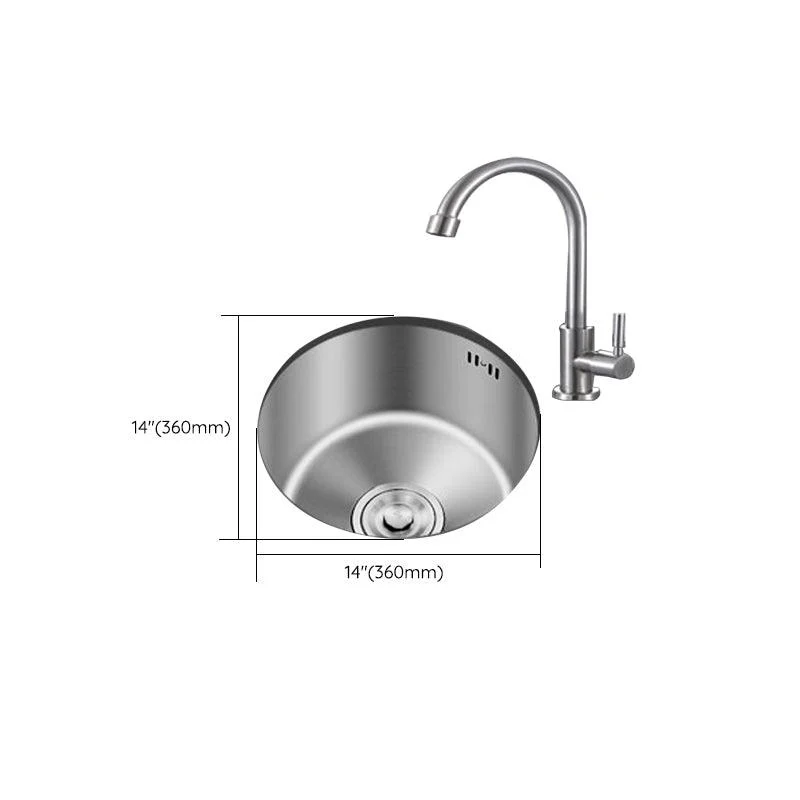 Round Stainless Steel Sink Single Bowl Undermount Sink with Basket Strainer -Bathlova