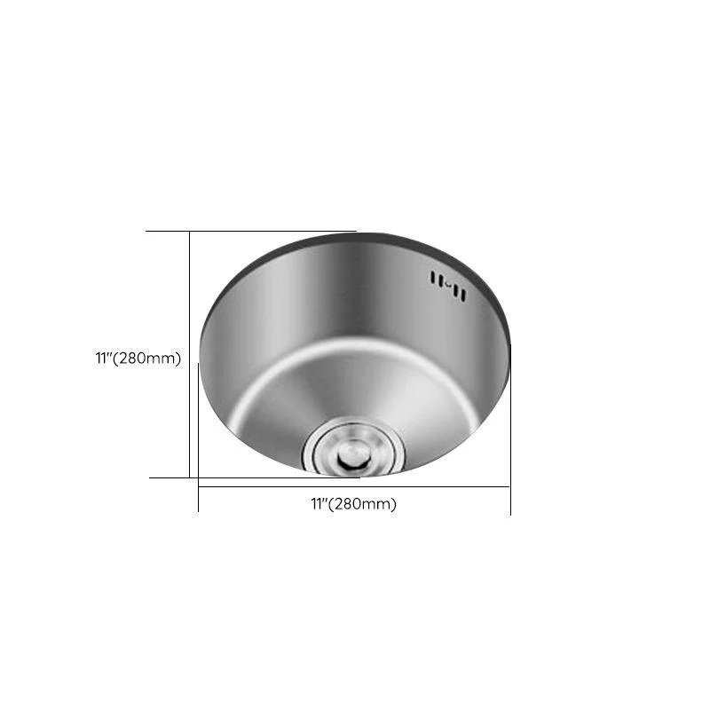 Round Stainless Steel Sink Single Bowl Undermount Sink with Basket Strainer -Bathlova