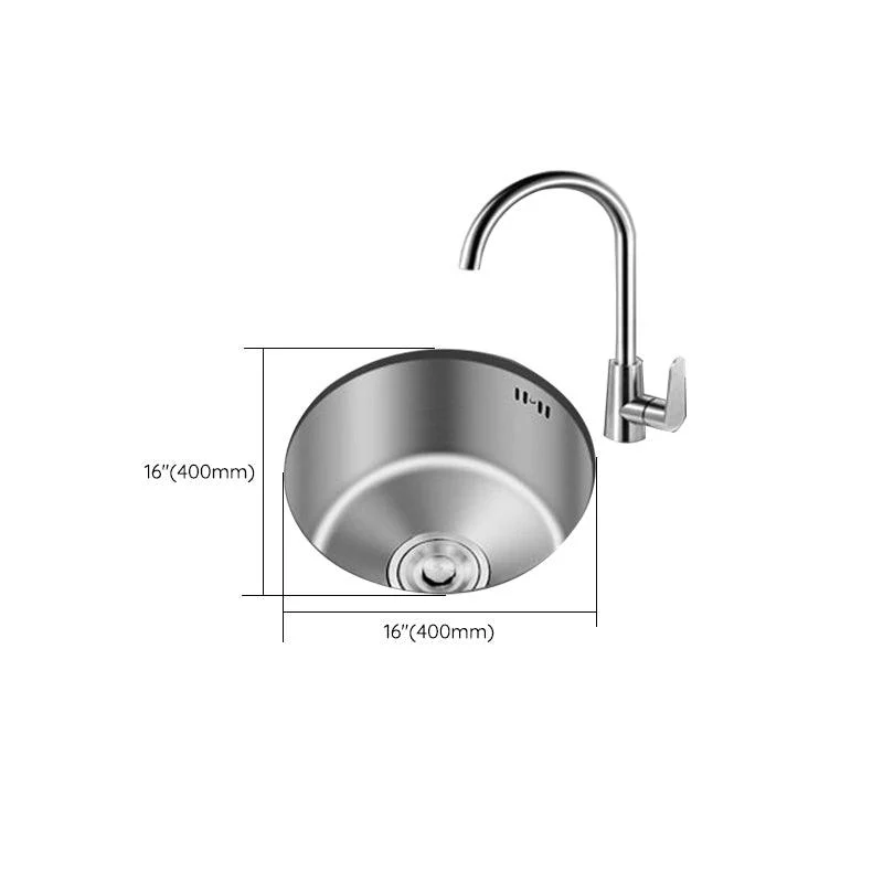 Round Stainless Steel Sink Single Bowl Undermount Sink with Basket Strainer -Bathlova