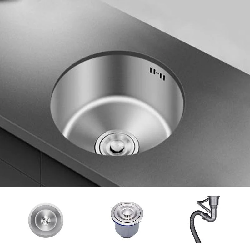 Round Stainless Steel Sink Single Bowl Undermount Sink with Basket Strainer -Bathlova