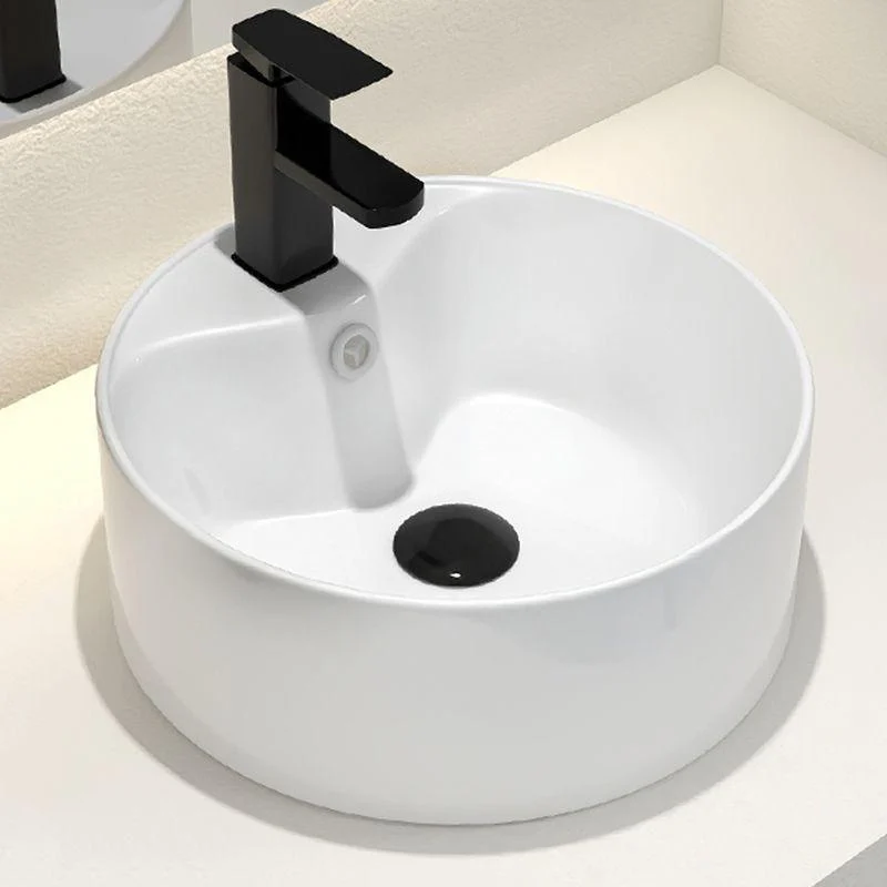 Round Vessel Bathroom Sink Vitreous China Vessel Lavatory Sink -Bathlova